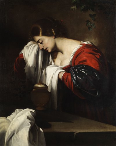 Rouwende heilige Maria Magdalena met het zalfvat door Nicolas Regnier